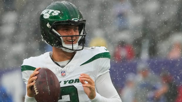 Zach Wilson during the Jets’ win in Week 8 against the Giants.